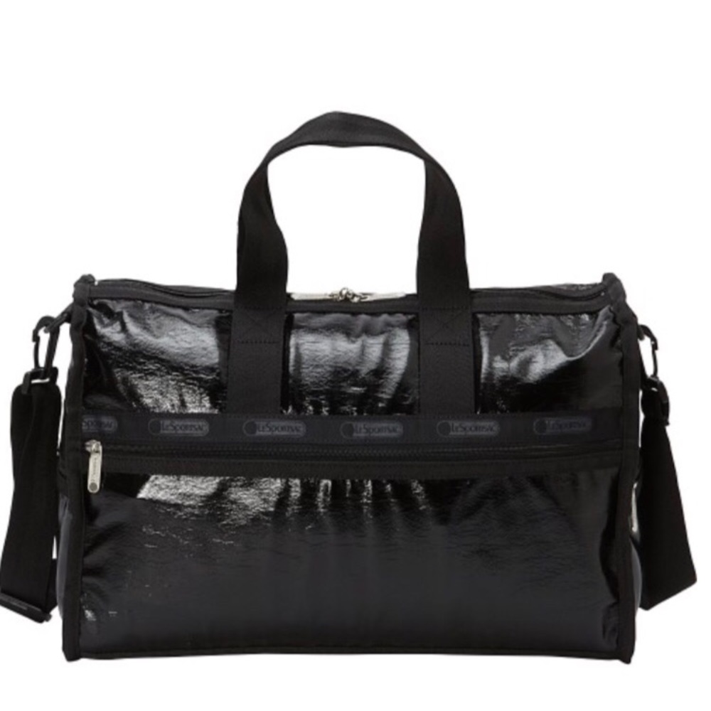 LeSportSac black shiny duffle bag